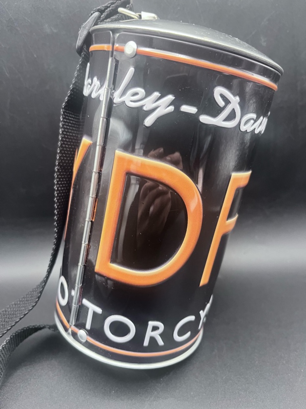 Harley-Davidson Black and Orange Cylindrical Crossbody Bag - Picture 2 of 7